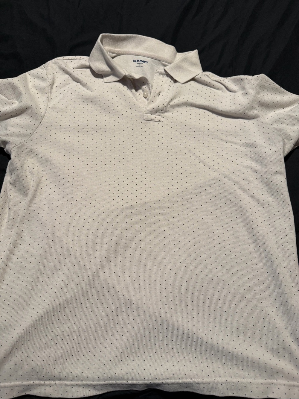 Old Navy White Polo with Tiny Navy Dots